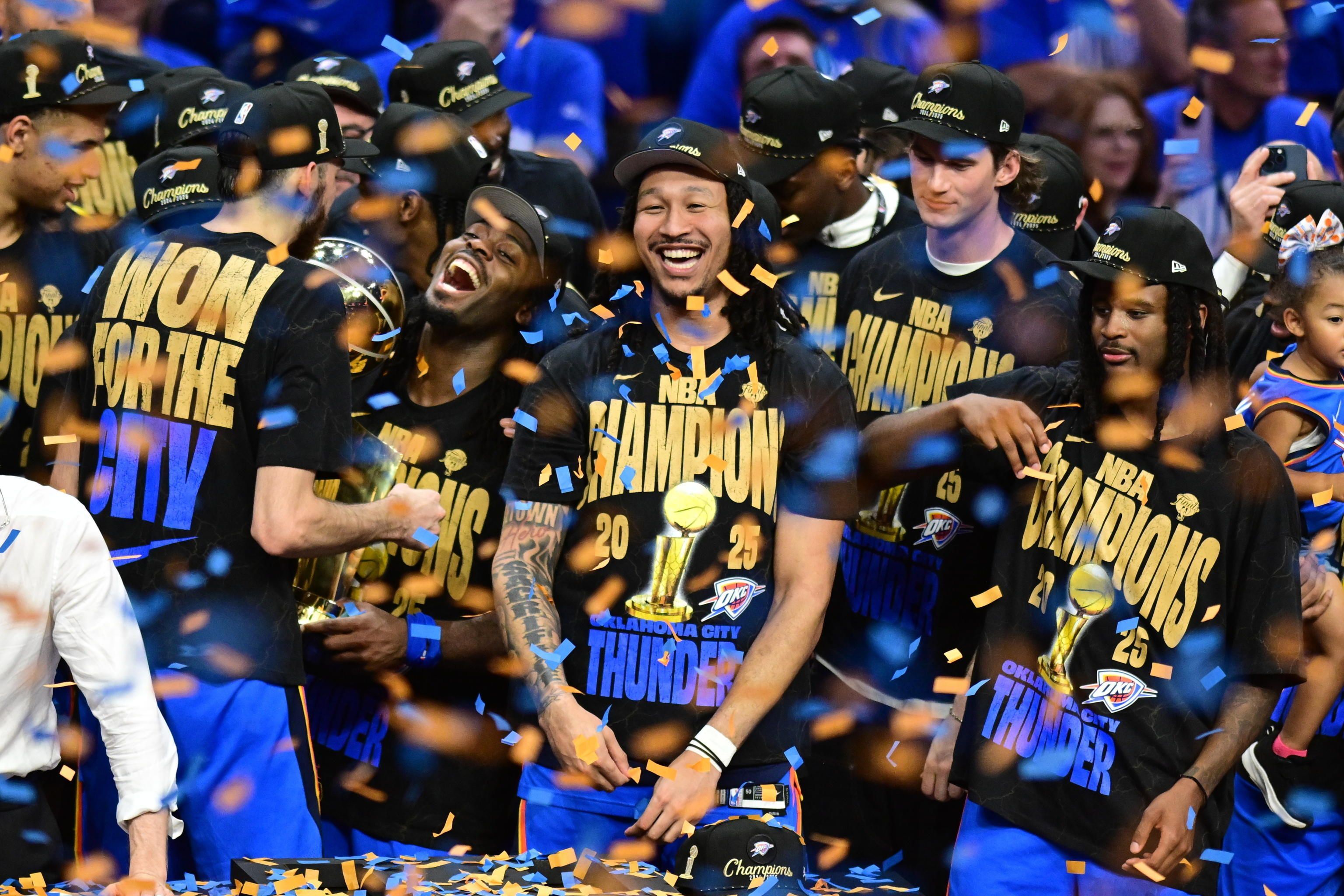 I cestisti degli Oklahoma City Thunder, campioni Nba 2025 / Alamy