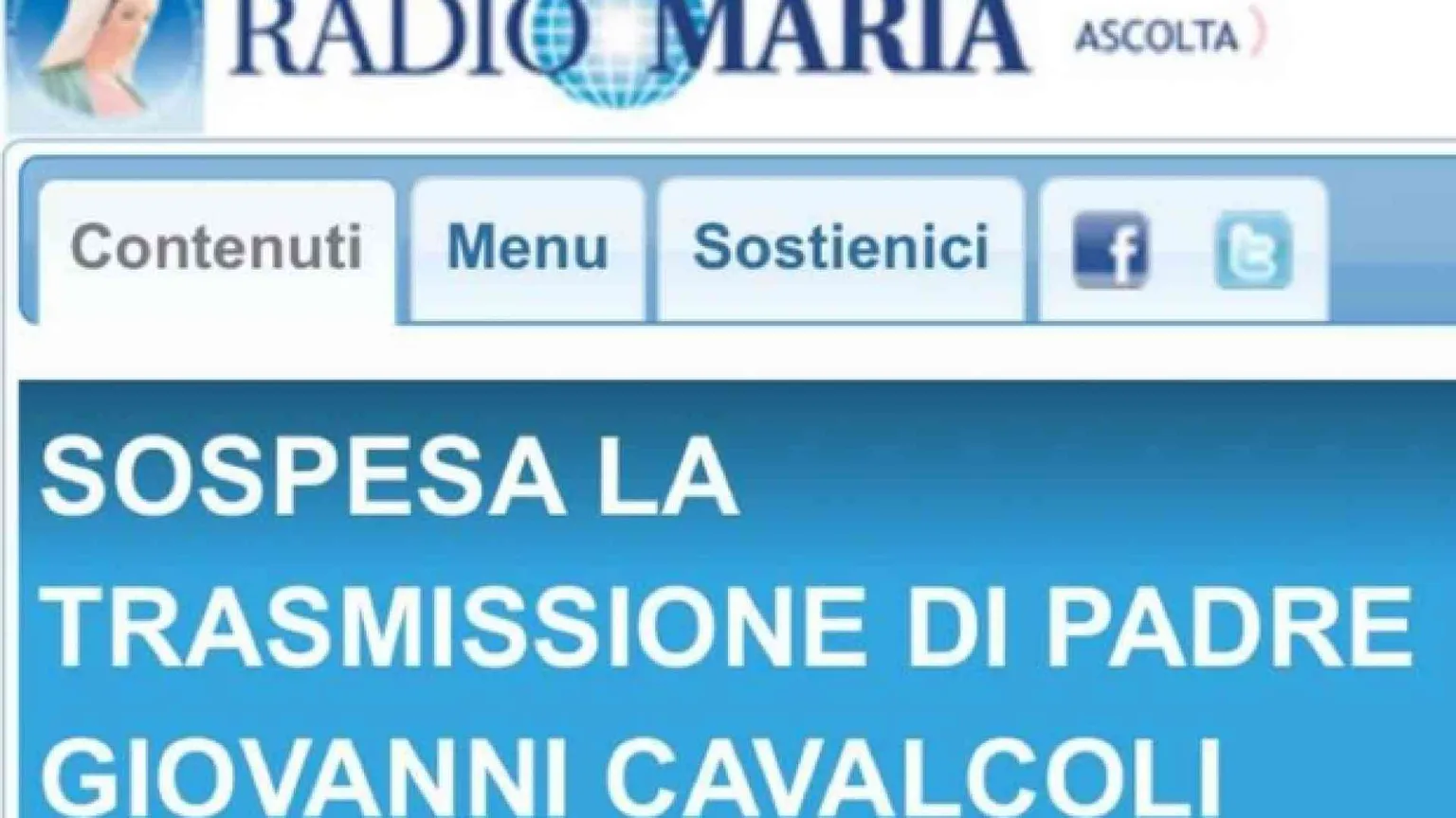 Sospesa la trasmissione di padre Cavalcoli