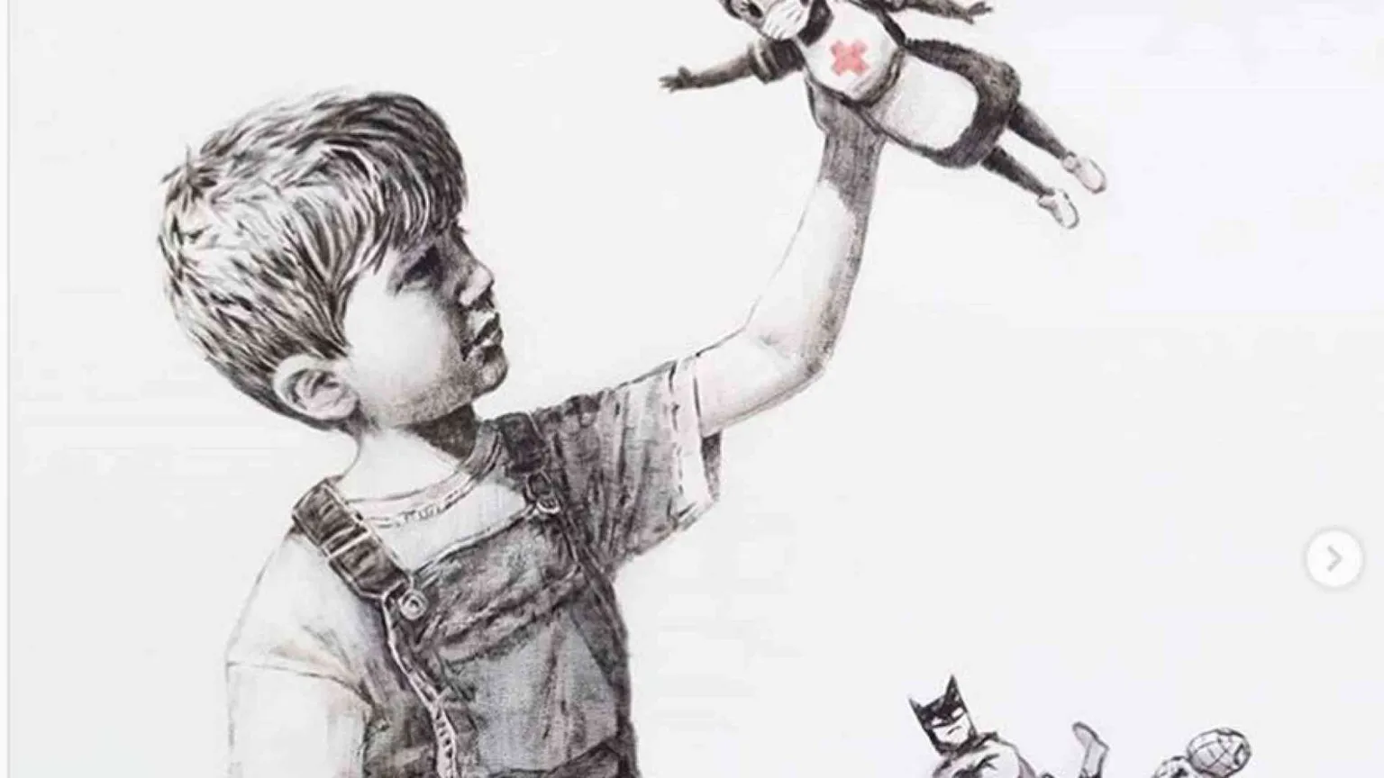 Il bimbo di Banksy gioca con i supereroi. E sceglie l'infermiera