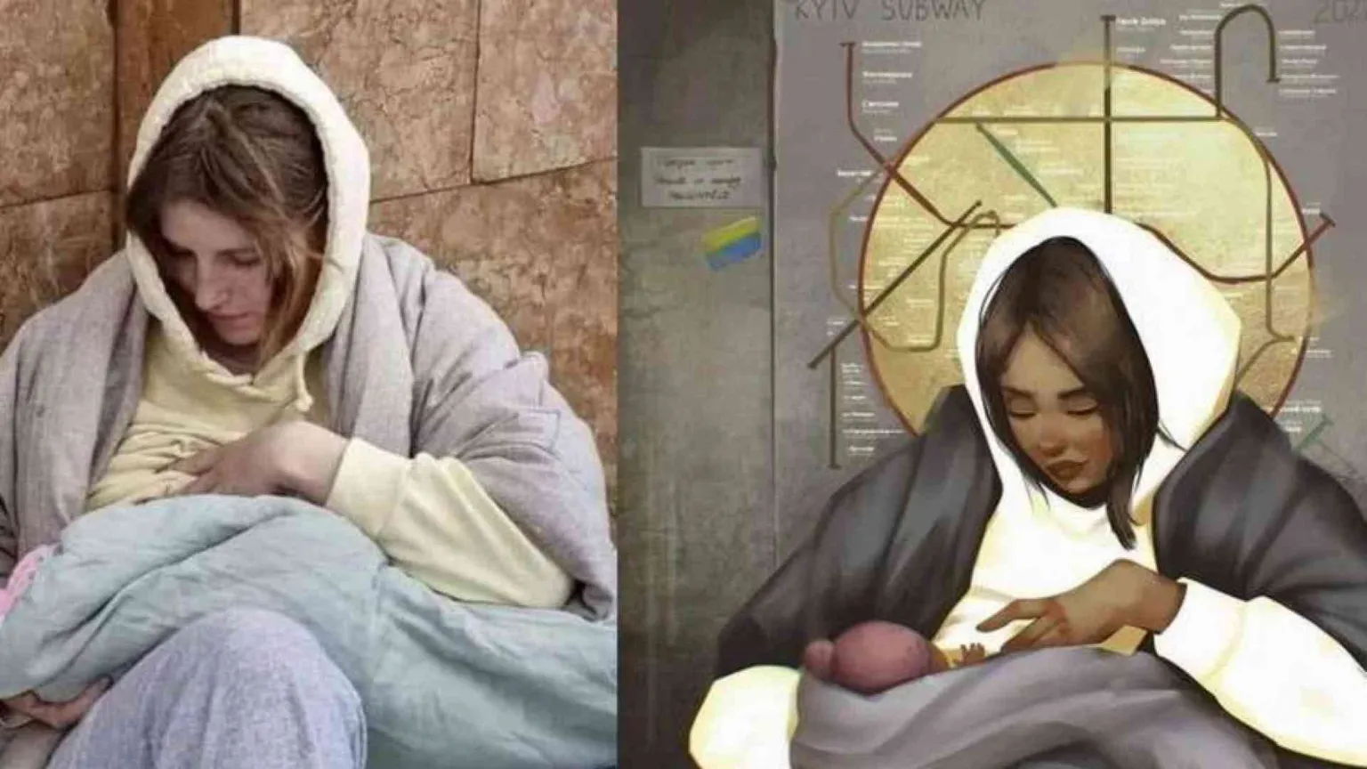 Madonna con Bambino nella metropolitana di Kiev