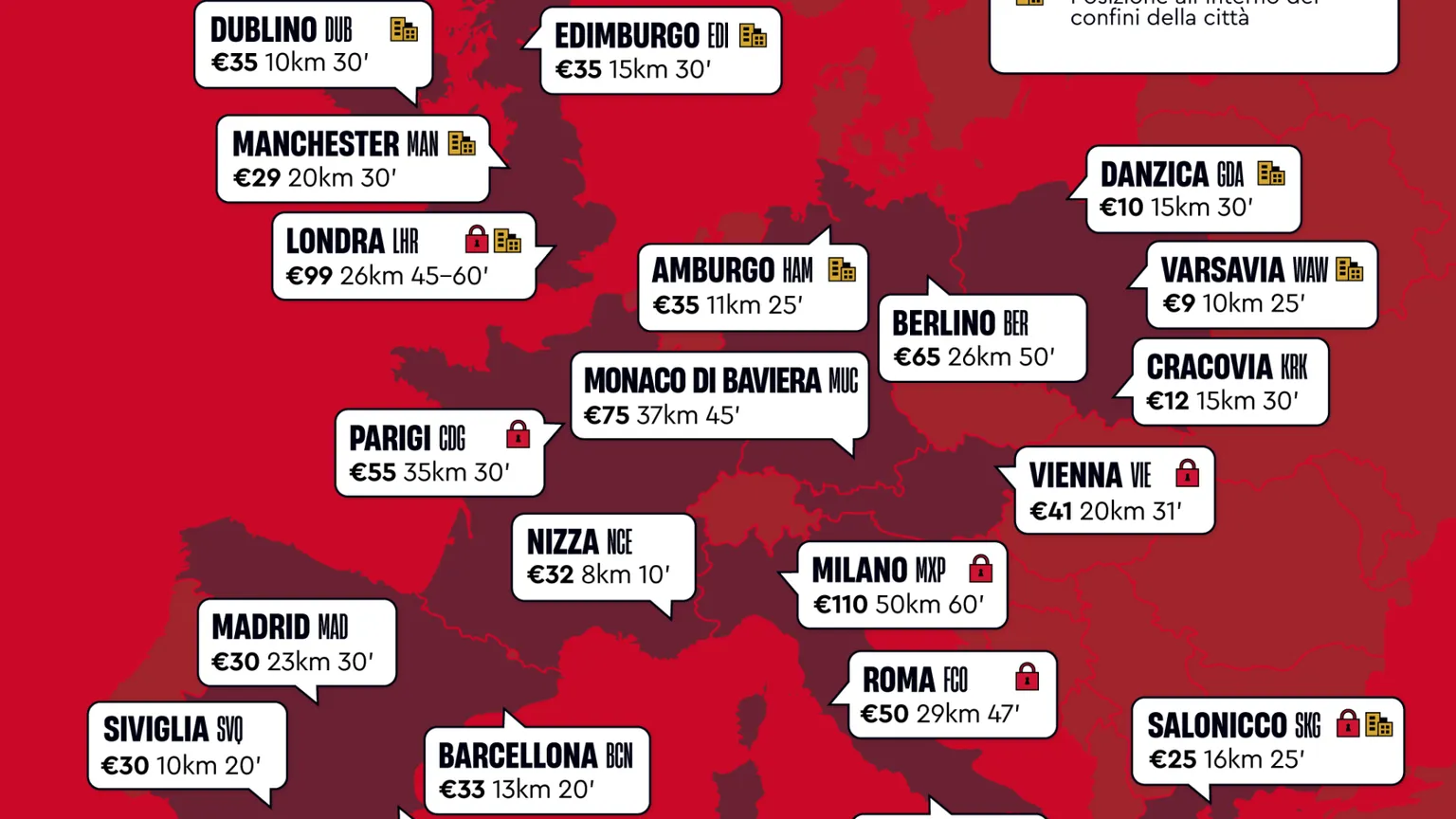 Taxi dall'aeroporto al centro, ecco quanto costa in Europa