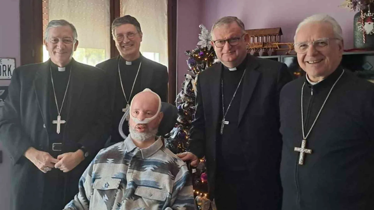Quattro vescovi in visita da Stefano Gheller. «La Chiesa è con i malati»