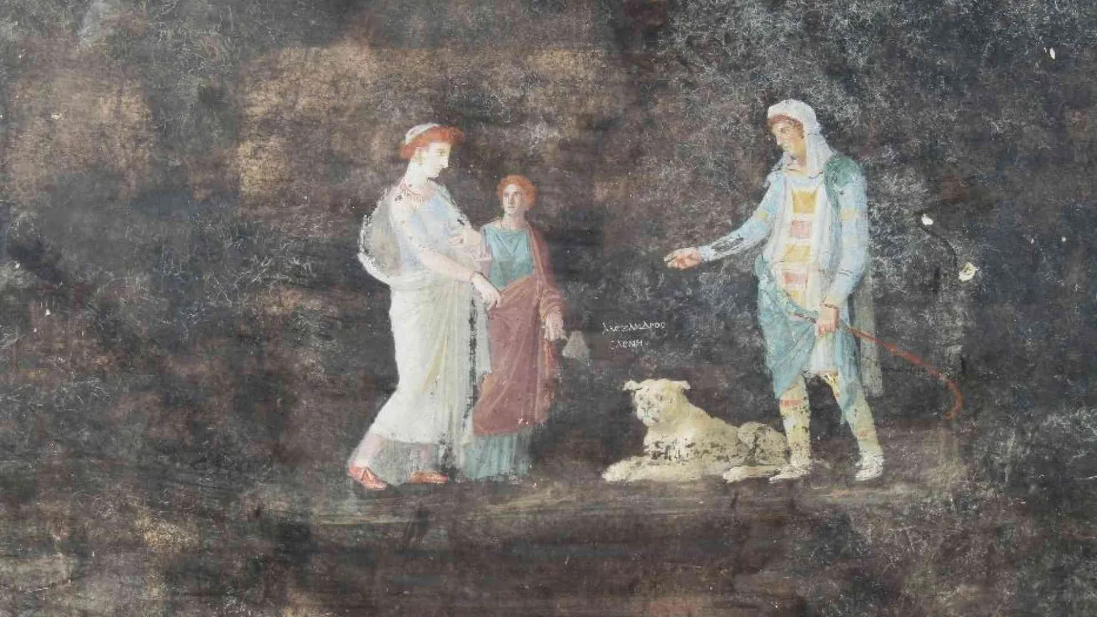Pompei, un salone con decorazioni che illustrano la guerra di Troia