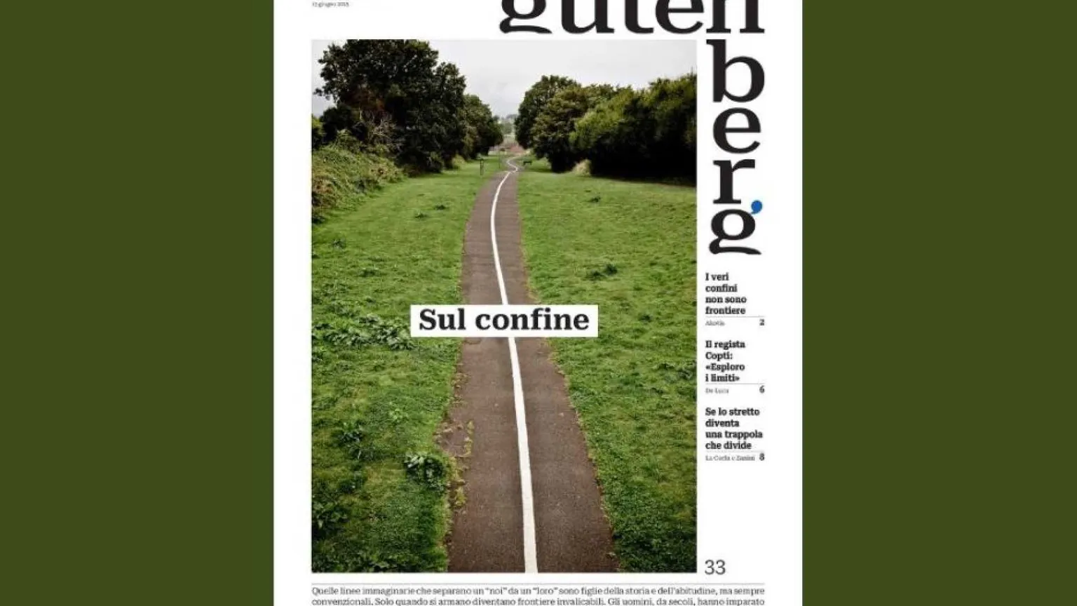 Il 13 giugno un “Gutenberg” sul confine