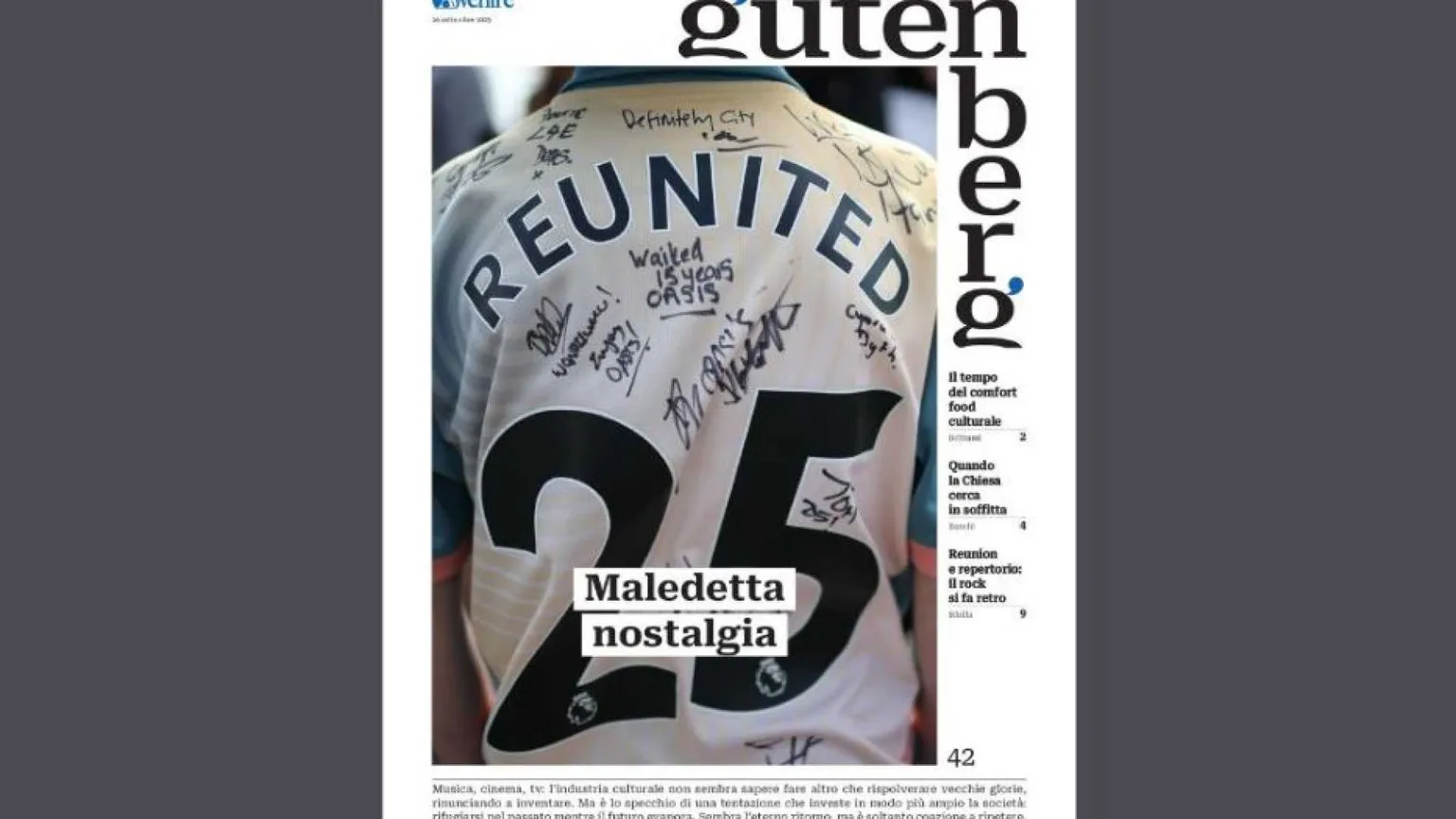 Per “Gutenberg” del 26 settembre è “Maledetta nostalgia”