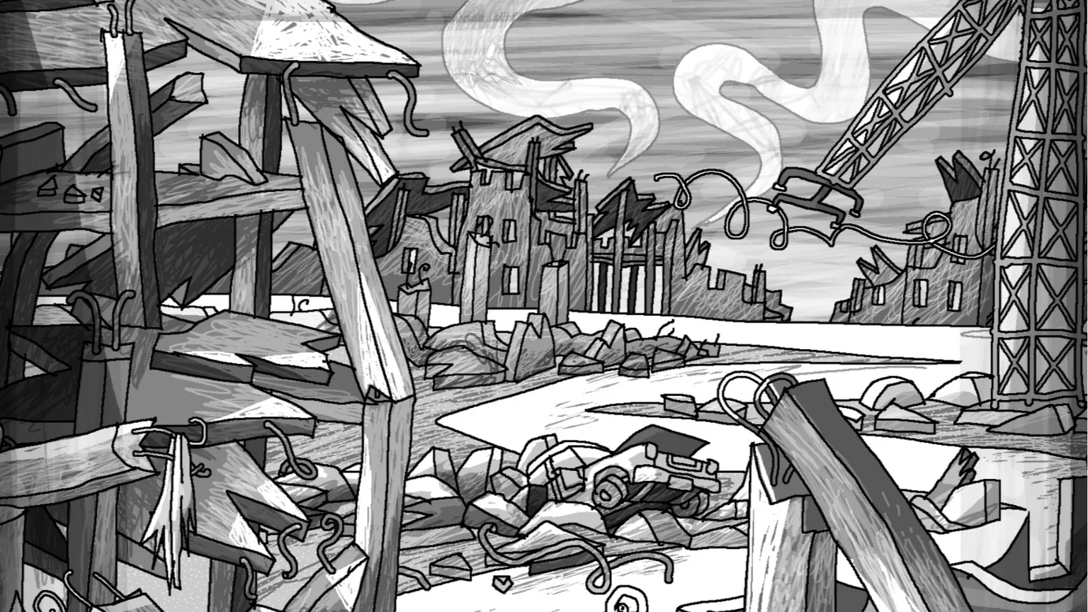 Gaza distrutta nella illustrazione su Popotus
