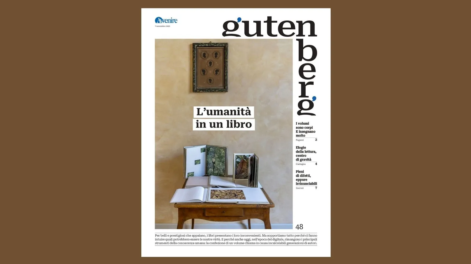 Su Gutenberg del 7 novembre c’è “L’umanità in un libro”
