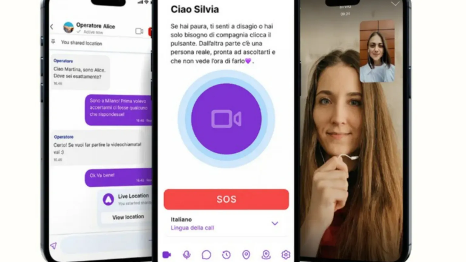 L'app Viola, che permette a una donna di collegarsi in diretta con un operatore mentre torna a casa da sola