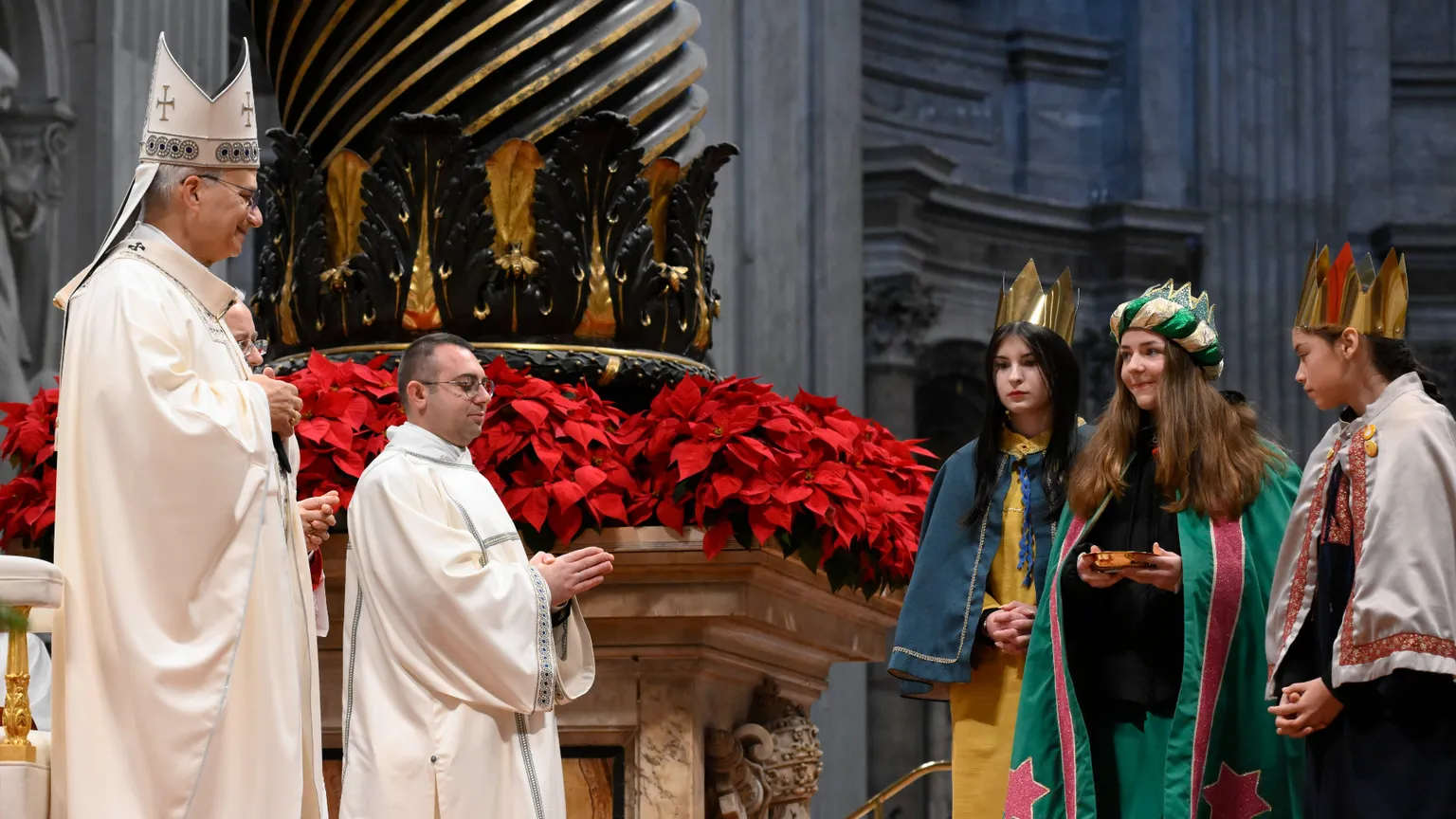 Un momento della celebrazione di stamani mattina nella basilica di San Pietro