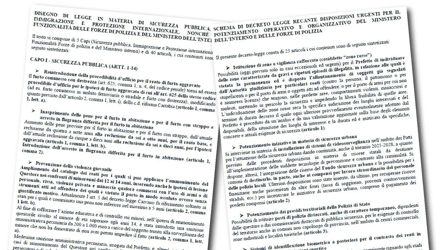 Le prime pagine dei nuovi testi sulla sicurezza