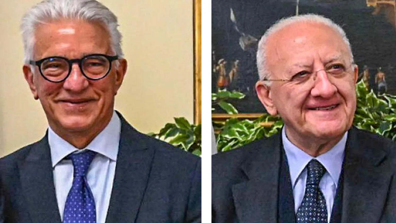 In una combo, da sinistra, il sindaco di Salerno, Vincenzo Napoli, dimissionario, e Vincenzo De Luca già sindaco della città e pronto a ricandidarsi