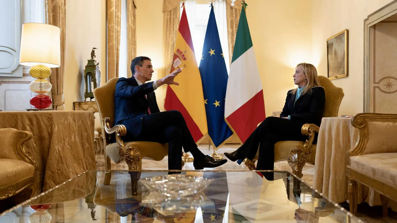 Sanchez e Meloni in un loro recente colloquio, dal sito del Governo italiano