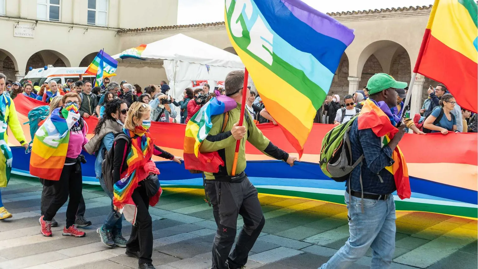 La Marcia straordinaria Perugia-Assisi per la pace in Ucraina, nell’aprile del 2022