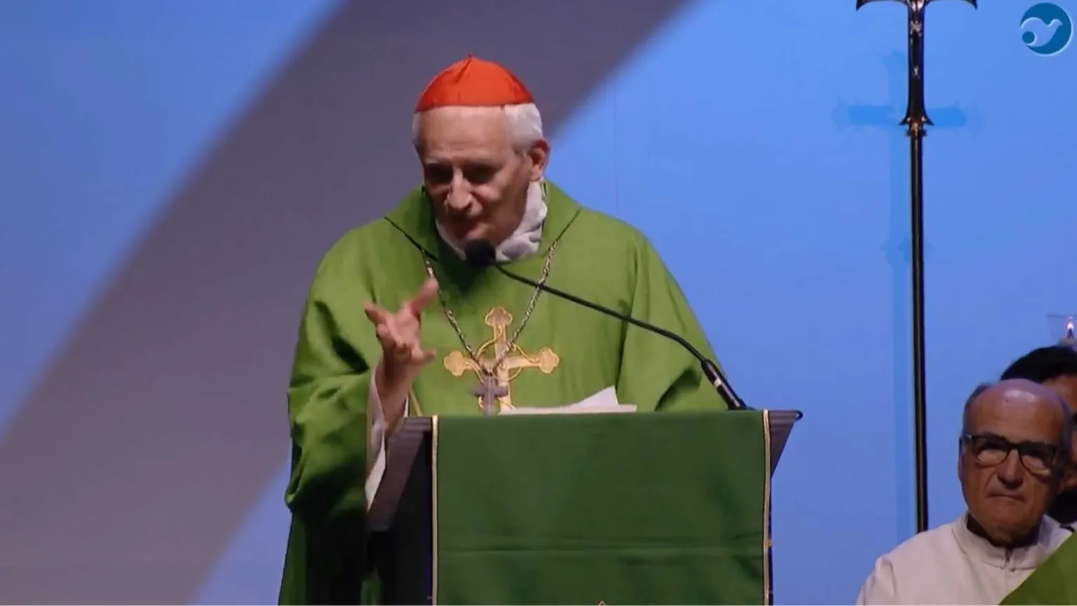 Il cardinale Zuppi durante la Messa al Meeting di Rimini