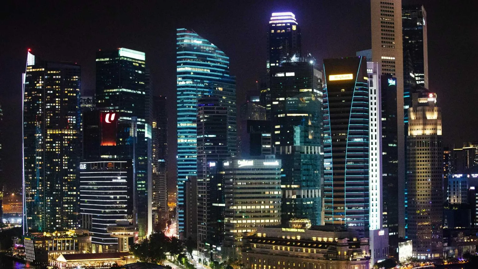 Una veduta del distretto finanziario di Singapore