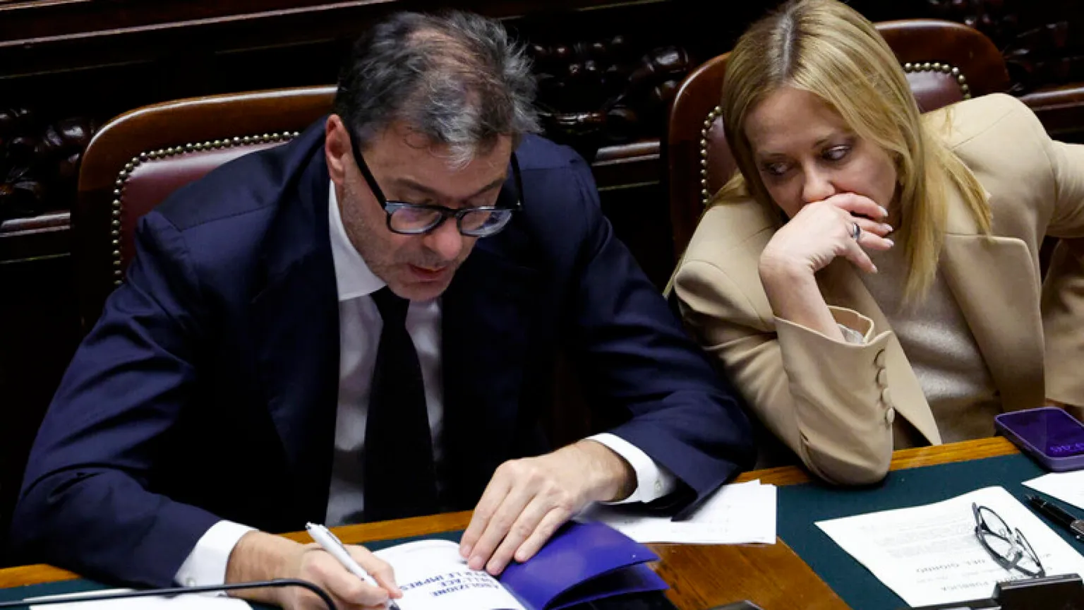 Meloni e Giorgetti alle Camere/ ANSA