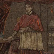 Il mosaico in piume che ritrae Giulio Rospigliosi