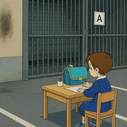 "Questa scuola non è un parcheggio" (immagine generata dalla IA partendo dalla famosa fotografia scattata davanti ad un istituto scolastico di Salerno durante la pandemia del 2020)