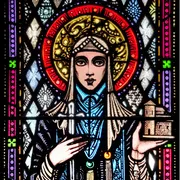Harry Clarke, “Santa Brigida”, vetrata. Ballinrobe, chiesa di Santa Maria / WikiCommons