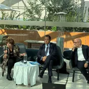 L’assessora ai Lavori pubblici di Roma Capitale, Ornella Segnalini; Marco Rago, consigliere giuridico del ministero degli Esteri; Emilio Ciarlo (One Water)