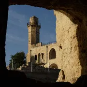 La torre del sito di al-Nabi Samwil-Nabi Samuel, il luogo di sepoltura del profeta Samuele a nord di Gerusalemme