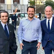 Matteo Salvini, Luca Zaia, e Attilio Fontana in una immagine di archivio / ANSA