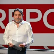 Sigfrido Ranucci nello studio televisivo della trasmissione Report. Ansa/Alessandro Di Meo