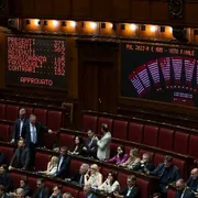 Il tabellone della Camera in modalità voto segreto per l'approvazione della legge elettorale