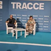Enea e Giulia Simonato durante la loro testimonianza al Meeting di Rimini