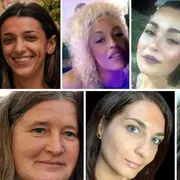 In una combo le ultime vittime di femminicidio: da sinistra Dafne Rebaudo, Ornella Forastefano, Luigia Fortunato e Joanna Rouissi e nella seconda fila Tania Sperindio, Tania Terrin e Daniela Florea