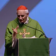 Il cardinale Zuppi durante la Messa al Meeting di Rimini