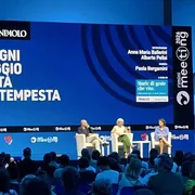 Un momento dell'incontro con Alberto Pellai e Anna Maria Ballerini al Meeting