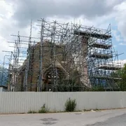Il cantiere della chiesa di San Francesco, uno dei principali simboli della devastazione del terremoto del 2016
