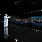 Un momento della visita del Papa al Meeting