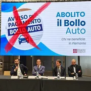La conferenza stampa a Torino sull’abolizione del bollo auto, con il presidente della Regione Piemonte Alberto Cirio / FOTOGRAMMA