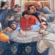 Morte di San Francesco. Ciclo di affreschi con le Storie di san Francesco d'Assisi di Domenico Ghirlandaio. Cappella Sassetti nella Chiesa della Santa Trinità a Firenze / SICILIANI