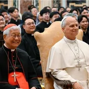 Un momento dell'udienza di Leone XIV per i 25 anni del Pontificio Collegio Coreano / VATICAN MEDIA