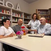 Don Andrea Gaino in una delle residenze gestite dalla Pia Opera Ciccarelli