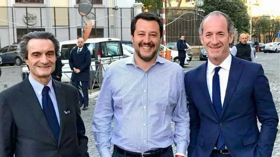 Matteo Salvini, Luca Zaia, e Attilio Fontana in una immagine di archivio / ANSA