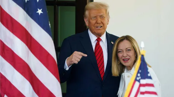 Trump e Meloni alla Casa Bianca nell'aprile del 2025