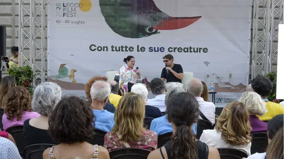 La giornalista Marta Cagnola e l’attore e regista Giorgio Pasotti al Lecco Film Fest / Stefano Micozzi