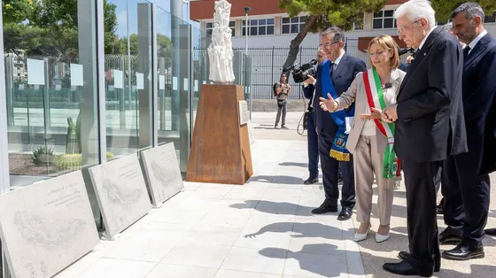 Il presidente Sergio Mattarella in occasione della cerimonia di commemorazione delle vittime dell’ incidente ferroviario di Andria