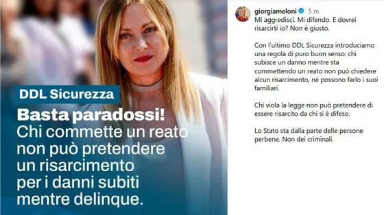 Il post pubblicato dalla Premier Giorgia Meloni sul suo profilo Instagram
