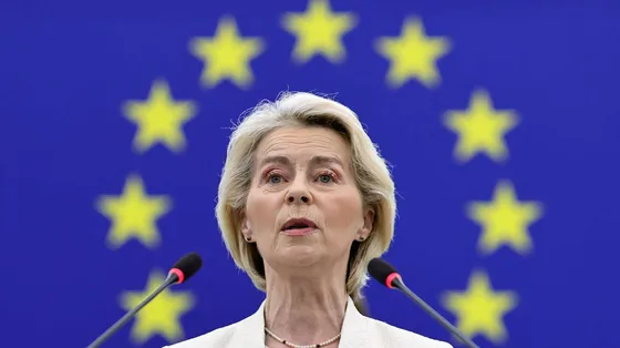 Ursula von der Leyen durante il discorso sullo Stato dell'Unione