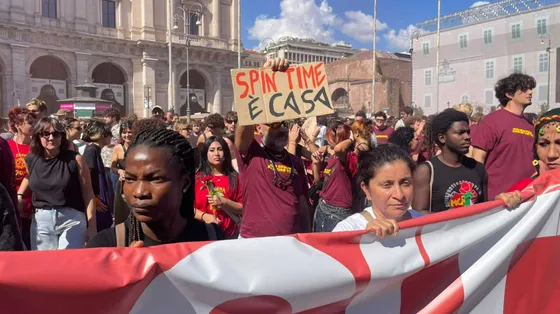 La testa del corteo per Spin Time