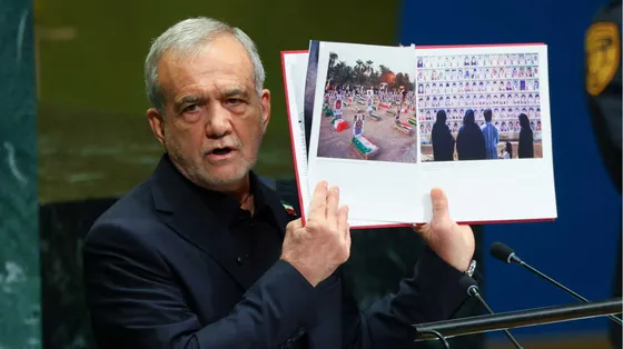 Pezeshkian all'Onu mostra le foto dei bambini uccisi in Iran