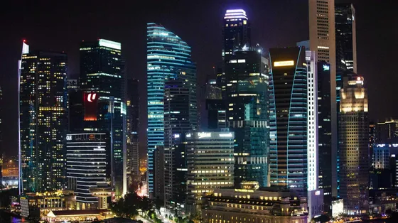 Una veduta del distretto finanziario di Singapore