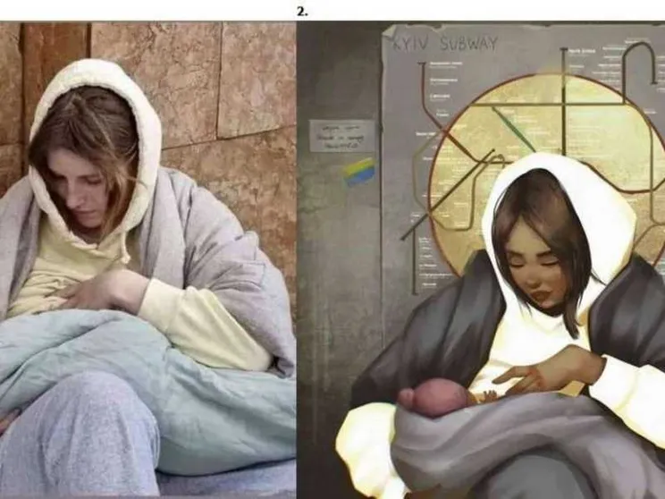Madonna con Bambino nella metropolitana di Kiev