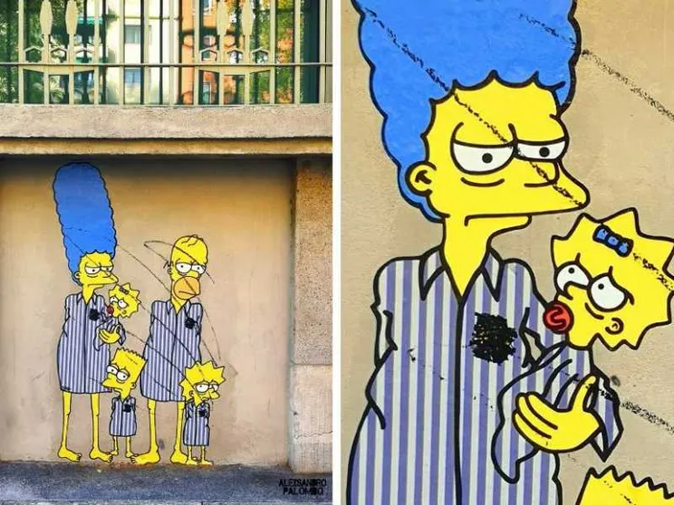 Vandalizzato il murales dei Simpson deportati ad Auschwitz