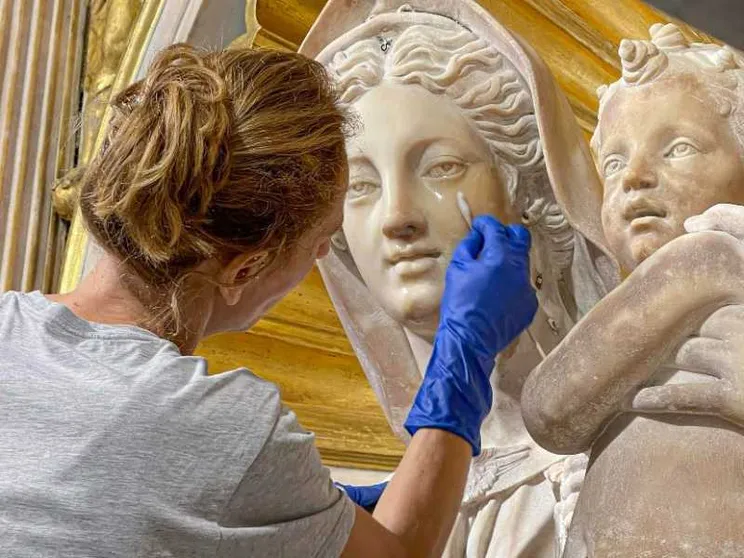 Restaurata la Madonna del parto di Sansovino